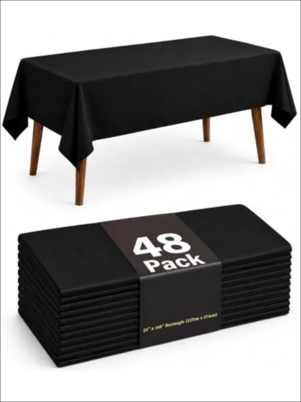 48 Pack Disposable Plastic Tablecloth 54x108 Inch Waterproof